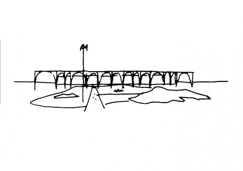 Sketch of the headquarters by Oscar Niemeyer